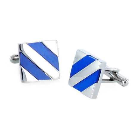 Mother Of Pearl + Blue Shell Cuff Links