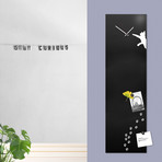 Cat Clock-Board (Black Metal, White Graphics)