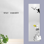 Cat Clock-Board (Black Metal, White Graphics)