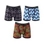 Flyer Moisture Wicking Boxer Brief // Black + Blue + Red // Pack of 3 (XL)