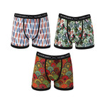 Conquer Moisture Wicking Boxer Brief // Orange + Green + Red // Pack of 3 (L)