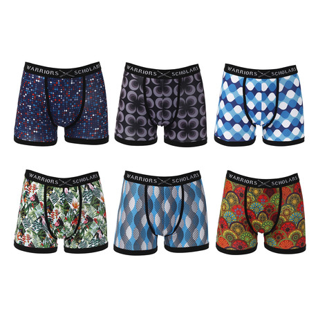 Brooke Moisture Wicking Boxer Brief // Blue + Black + Light Blue + Green + Red // Pack of 6 (S)