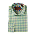 Spread Collar Button-Up Shirt // Lime + Green (S)