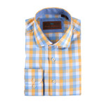 Spread Collar Button-Up Shirt // Light Blue + Yellow (S)