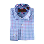 Spread Collar Button-Up Shirt // Blue + Red (2XL)