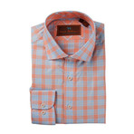 Spread Collar Button-Up Shirt // Cadet Grey + Orange (XL)