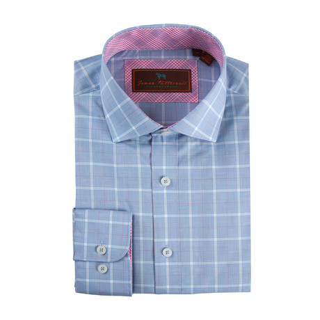 Spread Collar Button-Up Shirt // Blue + White (XS)