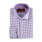 Spread Collar Button-Up Shirt // White + Black + Red (3XL)