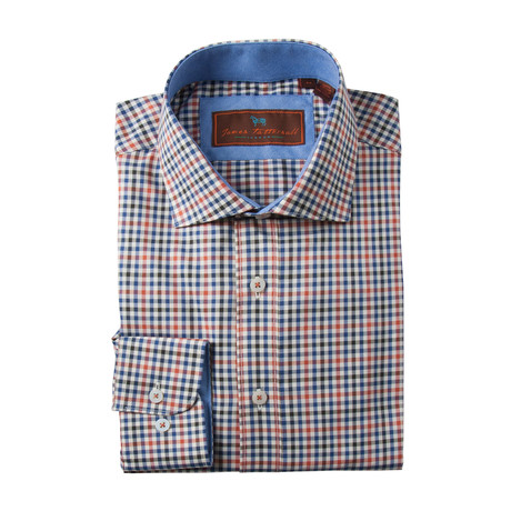 Spread Collar Button-Up Shirt // Black + Navy + Tobacco (XS)