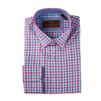 Woven Button-Down Collar Shirt // Fuschia + Teal (2XL)