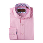 Cotton Button-Up Shirt // Pink + White Grid (2XL)