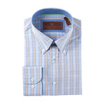 Cotton Button-Up Shirt // Blue + Beige Multi Plaid (3XL)