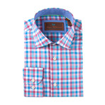 Cotton Button-Up Shirt // Pink + Blue Multi Check (2XL)