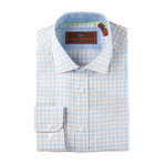 Linen Button-Up Shirt // Sand + Light Blue Plaid (2XL)