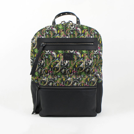 Aliosha Printed Canvas + Leather Loubi Jungle Backpack