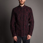 Button Front Shirt // Burgundy Camo (M)