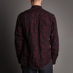 Button Front Shirt // Burgundy Camo (L)