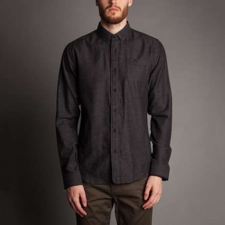 Soft Twill Button Front Shirt // Black (S)