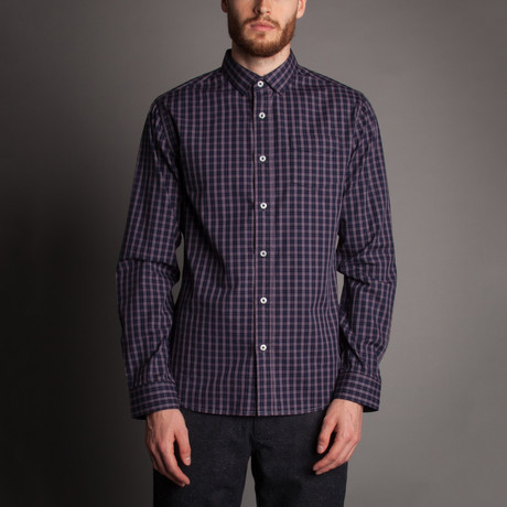 Tinto Plaid Button Front Shirt // Grey (S)