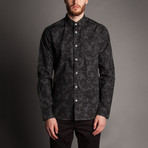 Night Garden Button Front Shirt // Black (S)