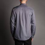 Micro Polka Dot Button Front Shirt // Grey (S)