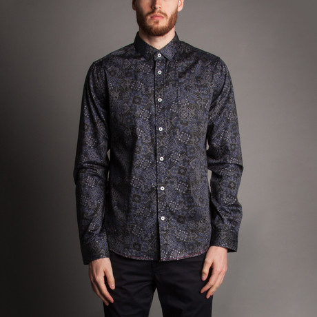 Band Ana Mad Button Front Shirt // Navy (S)