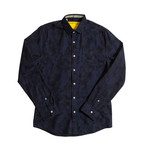 Lost All Over Button Front Shirt // Midnight (L)