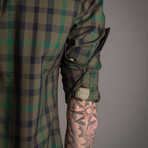 Plaid On Button Front Shirt // Green (M)