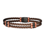 Double Braided Bracelet + 3 Beads Together // Bronze