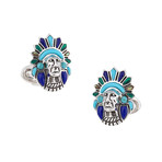 Indian Chief With Stone Inlay Cufflinks