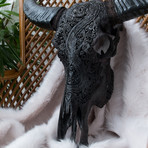 Hand Carved Buffalo Skull // Black Dragon 1