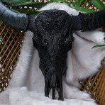 Hand Carved Buffalo Skull // Black Dragon 2