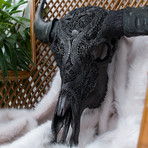 Hand Carved Buffalo Skull // Black Dragon 2