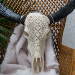 Hand Carved Buffalo Skull // Flowers 6