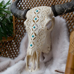 Hand Carved Buffalo Skull // Turquoise Flower 6