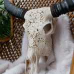 Hand Carved Buffalo Skull // Flower Garden 1