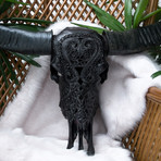 Hand Carved Buffalo Skull // Black Heart 1