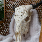 Hand Carved Cow Skull // Dragon 1