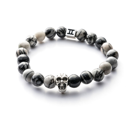 Classic Collection Bracelet // Grey + Skull // 8mm (S)