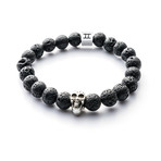 Classic Collection Bracelet // Black Lava + Skull // 8mm (S)