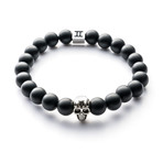 Classic Collection Bracelet // Matte Black + Skull // 8mm (S)