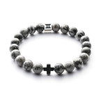 Classic Collection Bracelet // Grey + Cross // 8mm (S)