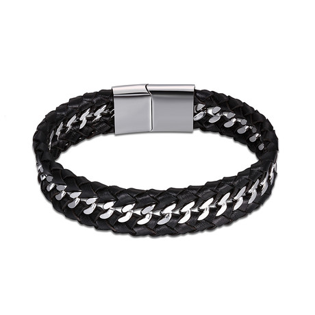 Metallic Intertwined Leather Bracelet