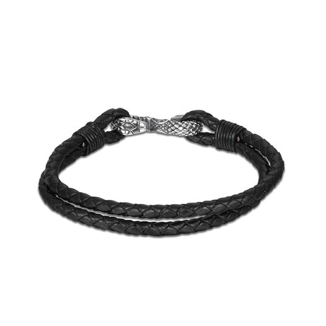 Two Lined Braided Cobra Bracelet (Black)