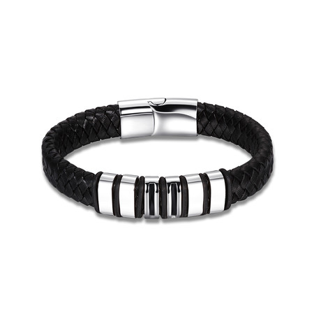 Onyx + Silver Multi Leather Bracelet
