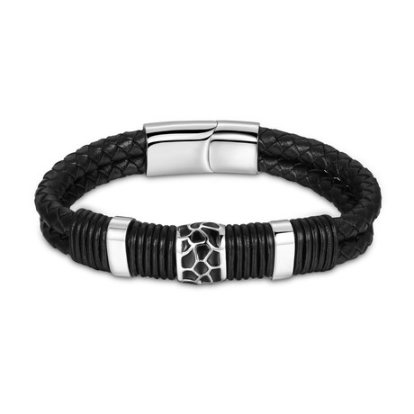 Metallic Leopard Design Leather Bracelet