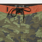 Highland Pool Shorts // Washed Camo + Coastal Orange (S)