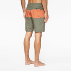 Spectrum Pool Shorts // Fatigue Green + Coastal Orange (S)
