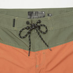 Spectrum Pool Shorts // Fatigue Green + Coastal Orange (S)