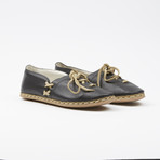 Laced Leather Espadrilles // Anthracite Black (US: 9)